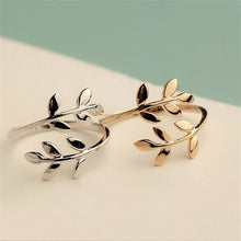 Load image into Gallery viewer, Two colors Olive Tree Branch Leaves Open Ring