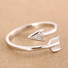 Load image into Gallery viewer, Silver Plated Arrow Crystal Ring