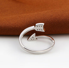 Load image into Gallery viewer, Silver Plated Arrow Crystal Ring