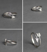 Load image into Gallery viewer, Silver Plated Arrow Crystal Ring