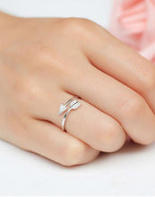 Load image into Gallery viewer, Silver Plated Arrow Crystal Ring