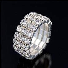 Load image into Gallery viewer, Stunning Multi Row Diamante Stretch Ring