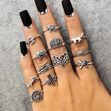 Load image into Gallery viewer, 12pcs/Set Bohemia Silver Arrow Animal Ring