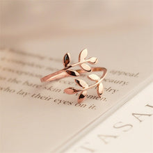 Load image into Gallery viewer, Two colors Olive Tree Branch Leaves Open Ring