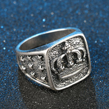 Load image into Gallery viewer, Hip Hop Star Cross Crown Ring