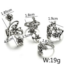 Load image into Gallery viewer, 4pcs/set Antique Silver Vintage Bohemia Rings Set