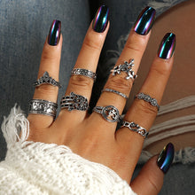 Load image into Gallery viewer, Boho Elephant Flower Midi Finger Rings Set 9pcs