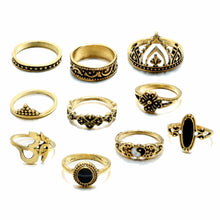 Load image into Gallery viewer, Tocona Vintage Black Rhinestone Ring