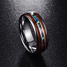 Load image into Gallery viewer, Polished Matte Abalone Shell Tungsten Carbide Ring