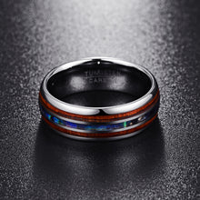 Load image into Gallery viewer, Polished Matte Abalone Shell Tungsten Carbide Ring