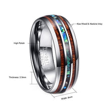 Load image into Gallery viewer, Polished Matte Abalone Shell Tungsten Carbide Ring