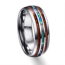 Load image into Gallery viewer, Polished Matte Abalone Shell Tungsten Carbide Ring