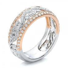 Load image into Gallery viewer, Two-tone Color Rose Gold Flower Cubic Zirconia Ring