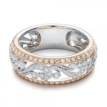 Load image into Gallery viewer, Two-tone Color Rose Gold Flower Cubic Zirconia Ring