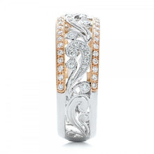 Load image into Gallery viewer, Two-tone Color Rose Gold Flower Cubic Zirconia Ring