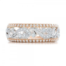 Load image into Gallery viewer, Two-tone Color Rose Gold Flower Cubic Zirconia Ring