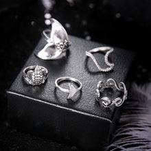 Load image into Gallery viewer, 5pcs/set Vintage Ring  Turtle Whale Tail Waves