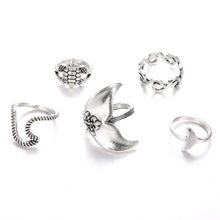 Load image into Gallery viewer, 5pcs/set Vintage Ring  Turtle Whale Tail Waves