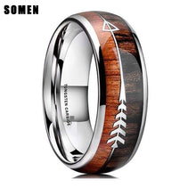 Load image into Gallery viewer, Natural Wood &amp; Arrow Design Tungsten Ring