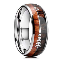 Load image into Gallery viewer, Natural Wood &amp; Arrow Design Tungsten Ring