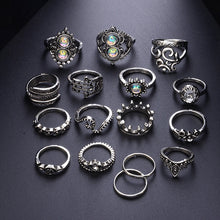 Load image into Gallery viewer, 16 Pcs/set Women Bohemian Ring Set