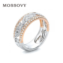 Load image into Gallery viewer, Two-tone Color Rose Gold Flower Cubic Zirconia Ring