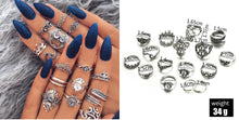 Load image into Gallery viewer, 20 Styles Women Bohemian Vintage Opal  Silver Rings Set