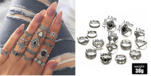 Load image into Gallery viewer, 20 Styles Women Bohemian Vintage Opal  Silver Rings Set