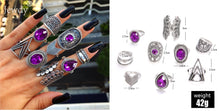 Load image into Gallery viewer, 20 Styles Women Bohemian Vintage Opal  Silver Rings Set