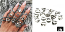 Load image into Gallery viewer, 20 Styles Women Bohemian Vintage Opal  Silver Rings Set