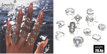 Load image into Gallery viewer, 20 Styles Women Bohemian Vintage Opal  Silver Rings Set