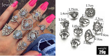 Load image into Gallery viewer, 20 Styles Women Bohemian Vintage Opal  Silver Rings Set