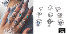 Load image into Gallery viewer, 20 Styles Women Bohemian Vintage Opal  Silver Rings Set