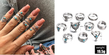Load image into Gallery viewer, 20 Styles Women Bohemian Vintage Opal  Silver Rings Set