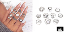 Load image into Gallery viewer, 20 Styles Women Bohemian Vintage Opal  Silver Rings Set