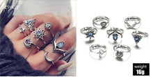 Load image into Gallery viewer, 20 Styles Women Bohemian Vintage Opal  Silver Rings Set