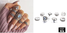 Load image into Gallery viewer, 20 Styles Women Bohemian Vintage Opal  Silver Rings Set