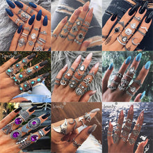 Load image into Gallery viewer, 20 Styles Women Bohemian Vintage Opal  Silver Rings Set