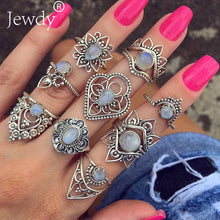 Load image into Gallery viewer, 20 Styles Women Bohemian Vintage Opal  Silver Rings Set