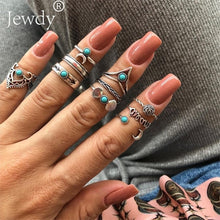 Load image into Gallery viewer, 20 Styles Women Bohemian Vintage Opal  Silver Rings Set