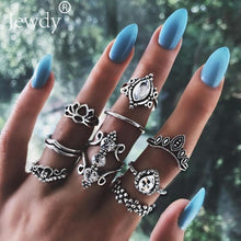 Load image into Gallery viewer, 20 Styles Women Bohemian Vintage Opal  Silver Rings Set
