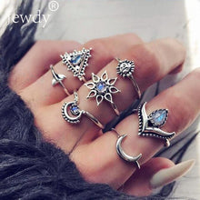 Load image into Gallery viewer, 20 Styles Women Bohemian Vintage Opal  Silver Rings Set