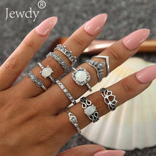 Load image into Gallery viewer, 20 Styles Women Bohemian Vintage Opal  Silver Rings Set