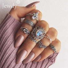 Load image into Gallery viewer, 20 Styles Women Bohemian Vintage Opal  Silver Rings Set