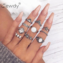 Load image into Gallery viewer, 20 Styles Women Bohemian Vintage Opal  Silver Rings Set